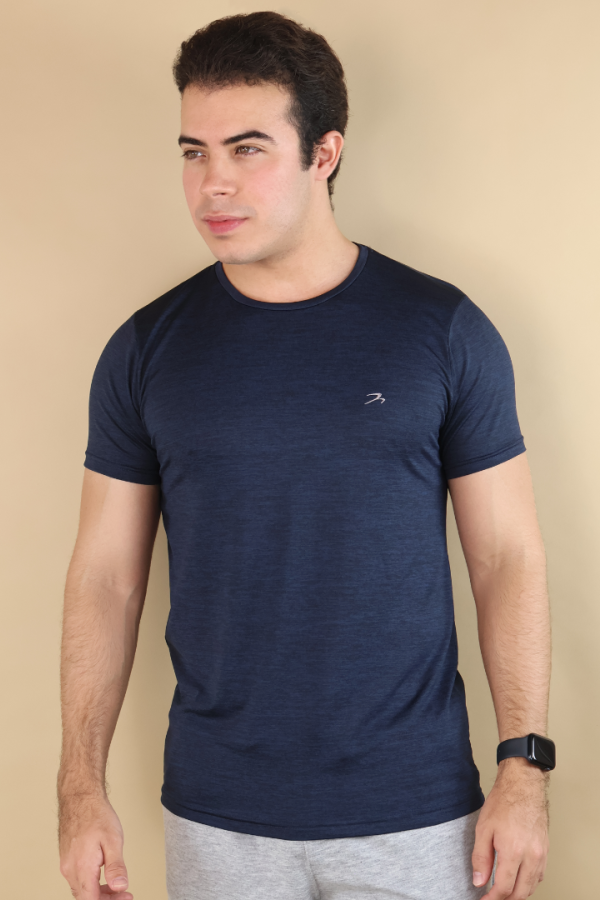 Playera Hombre Deportiva Manga Corta Azul Marino Secado Rápido